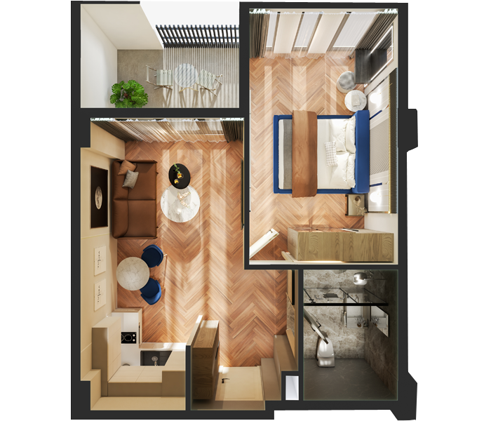 bochormi st. - 2 rooms