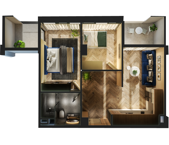 bochormi st. - 3 rooms