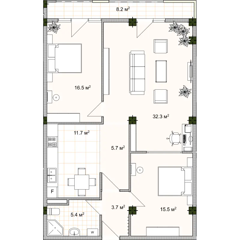 Rekhi st. - 3 rooms