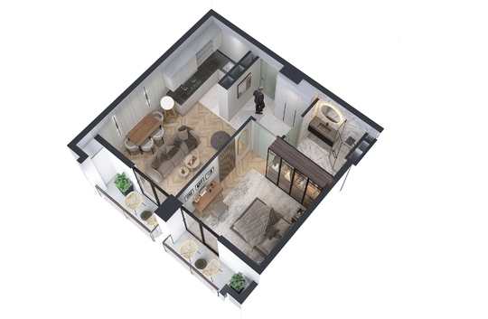Kosmonavtebi coast 51გ - 2 rooms