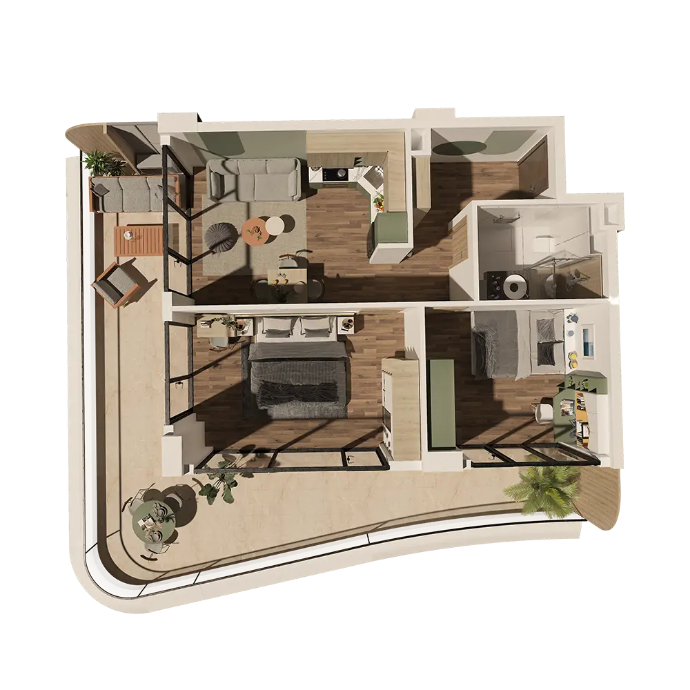 Bagi st. 12ა - 2 rooms