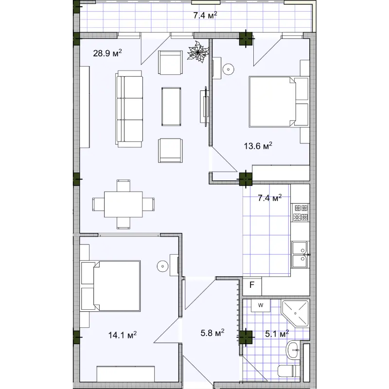 Rekhi st. - 3 rooms