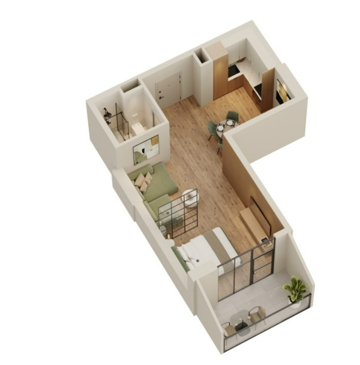 J. Shartava st. 28 - 1 rooms