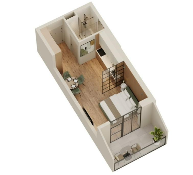J. Shartava st. 28 - 1 rooms