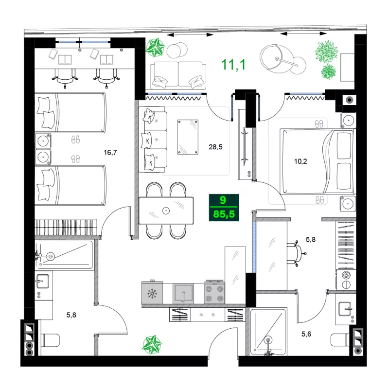 Batumi - 3 rooms
