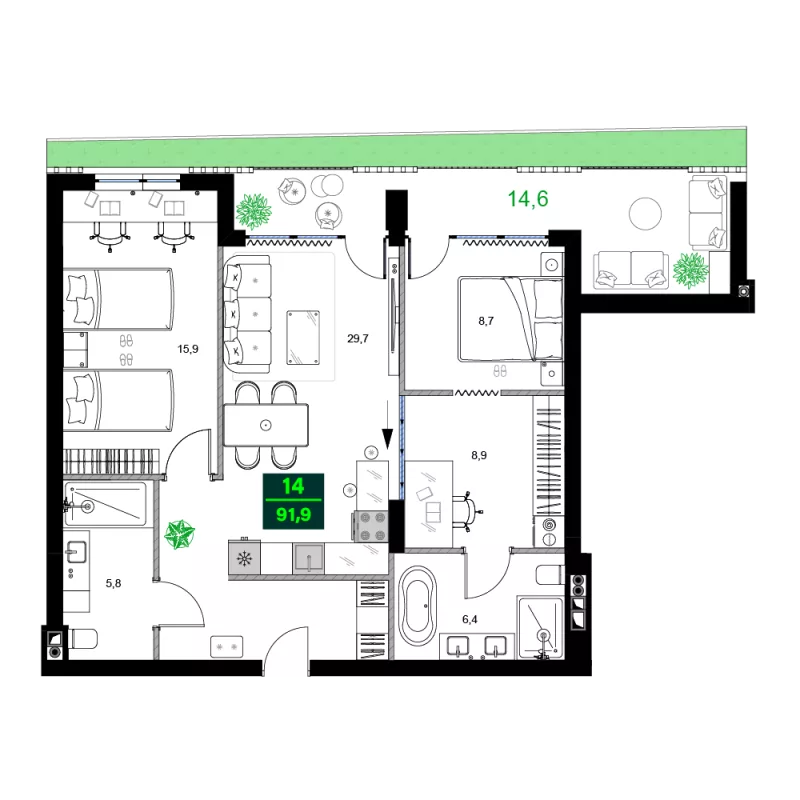 Batumi - 3 rooms