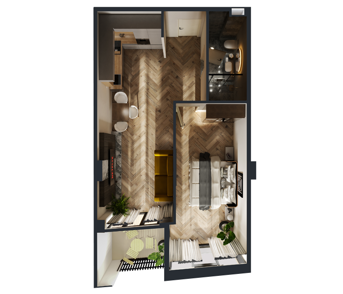 bochormi st. - 2 rooms
