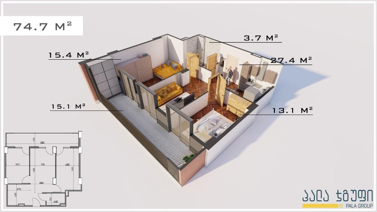 cnorisckhali - 3 rooms