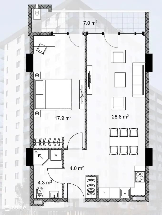 Demetre Tavdadebuli st. - 2 rooms