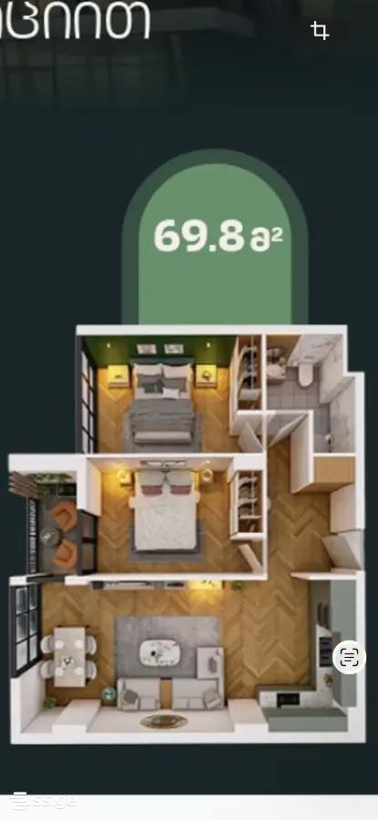 chkondideli st. - 3 rooms