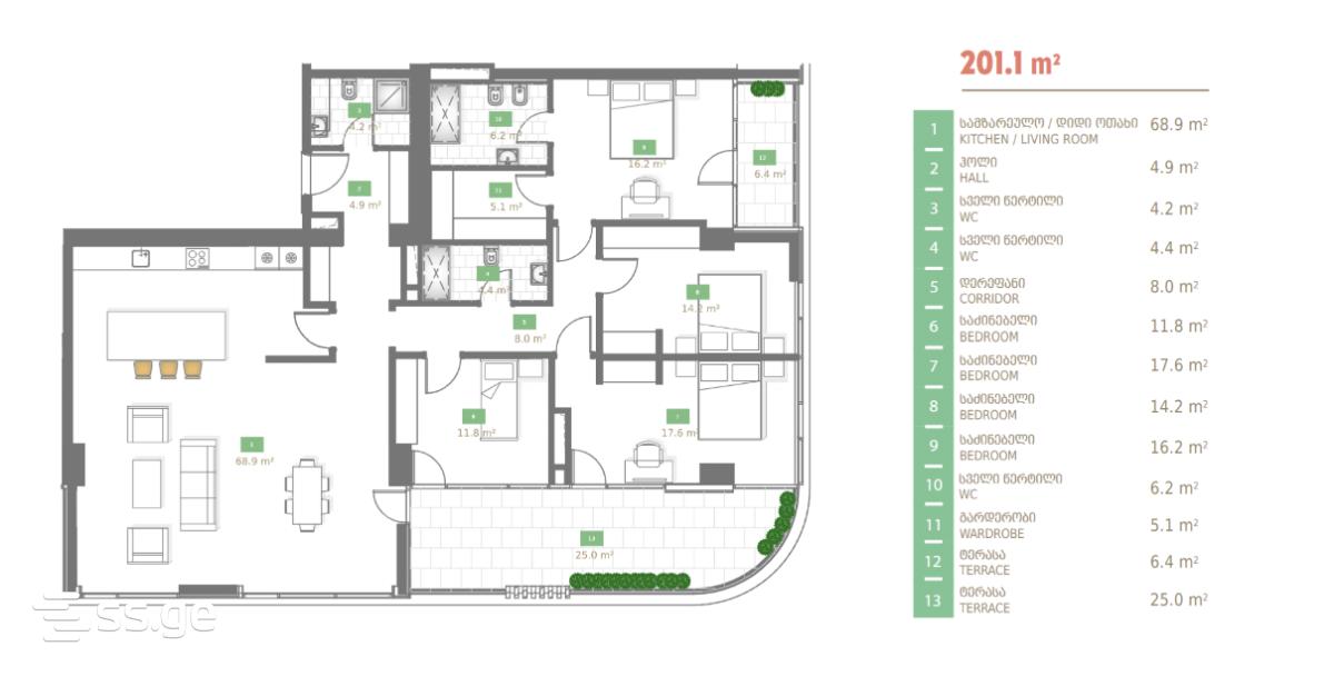 m. asatiani st. 10 - 5 rooms