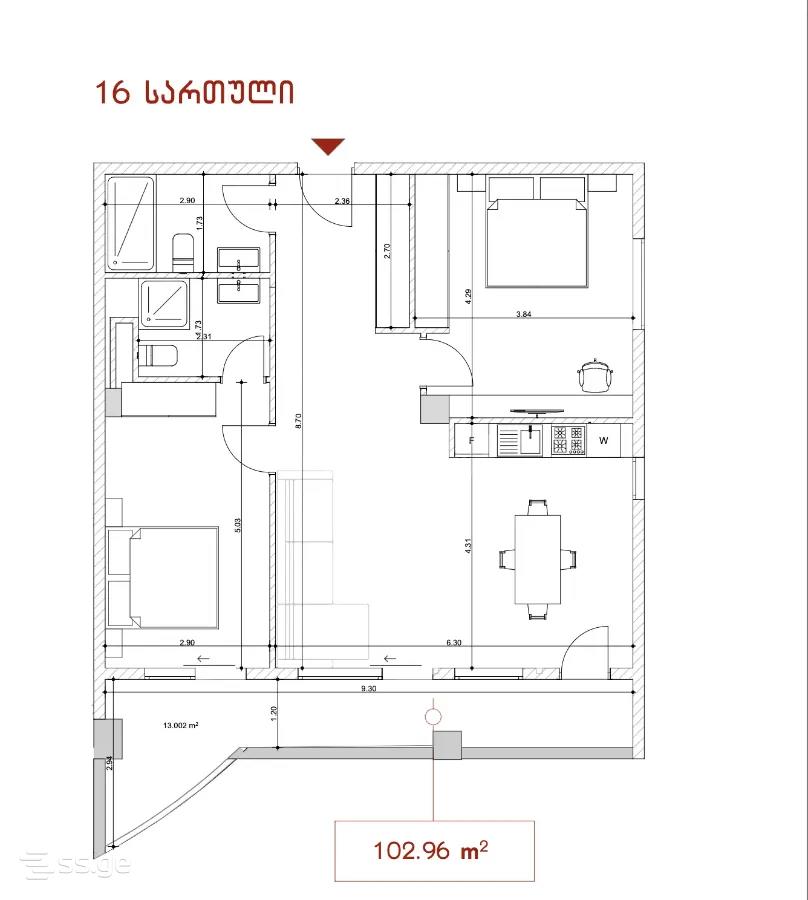 Khimshiashvili st. - 3 rooms