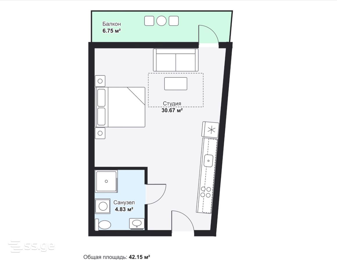 Khimshiashvili st. 53 - 1 rooms