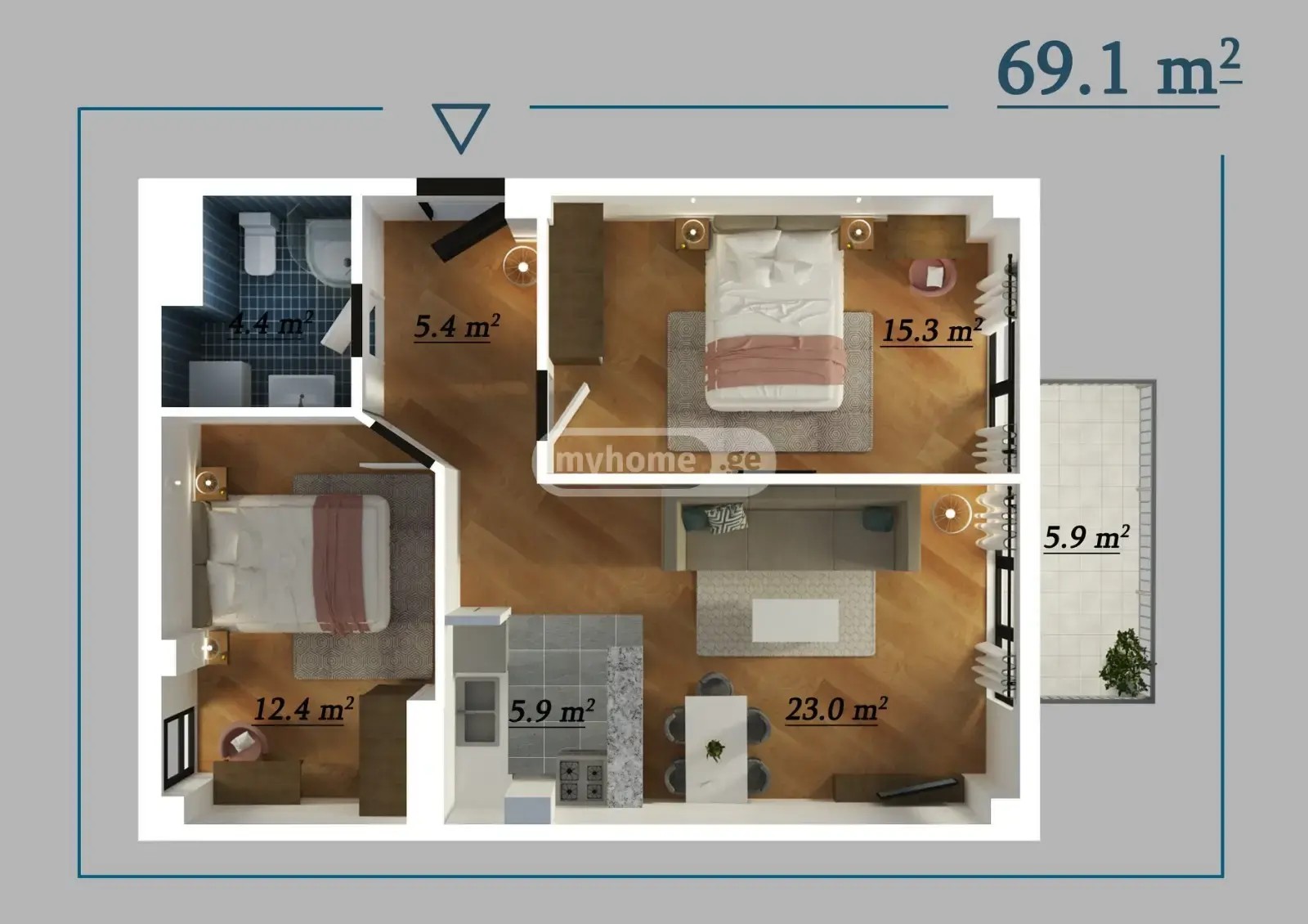 ქერჩის ქ.  - 3 rooms