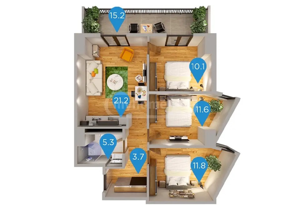 აღმაშენებლის ხეივ. 196 - 4 rooms