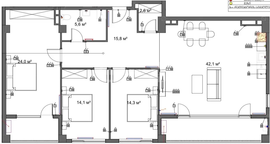 პოლიტკოვსკაია ა. ქ. (ჯიქია)  - 4 rooms