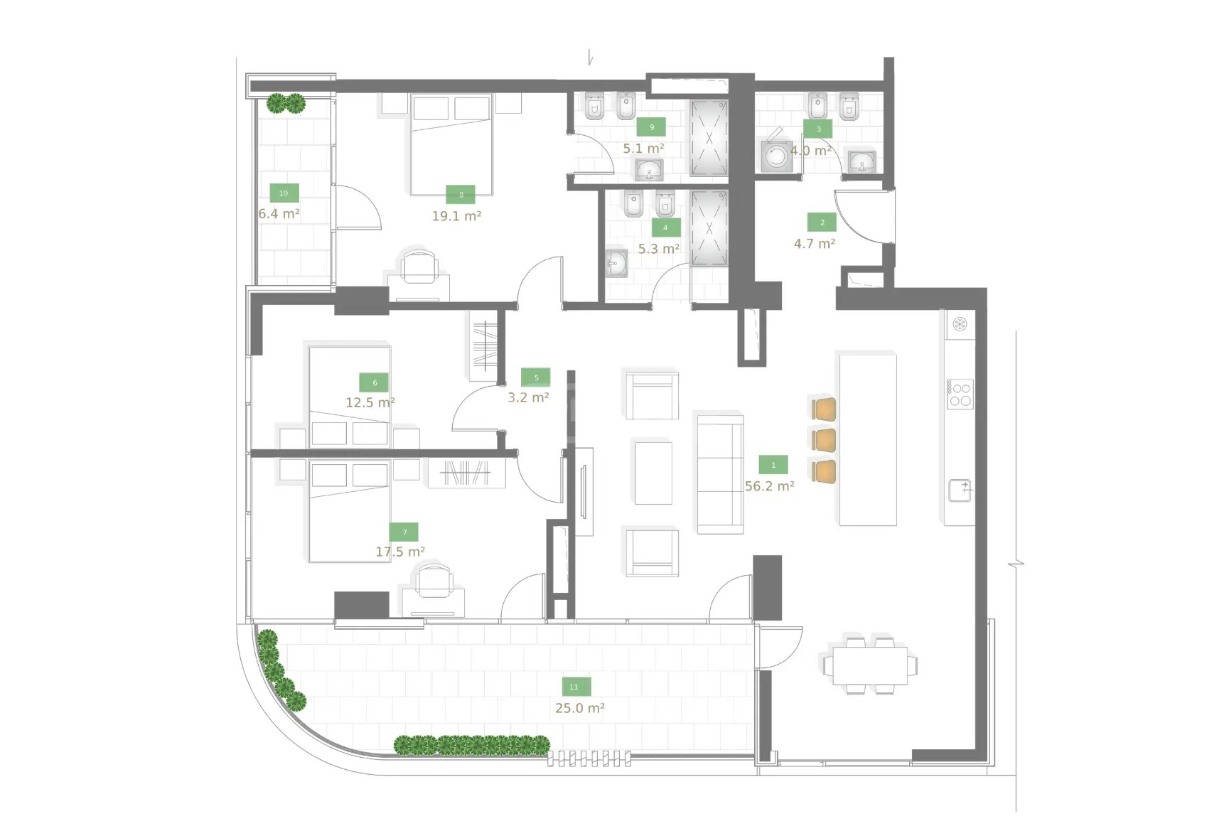 ასათიანი მ. ქუჩა  - 4 rooms