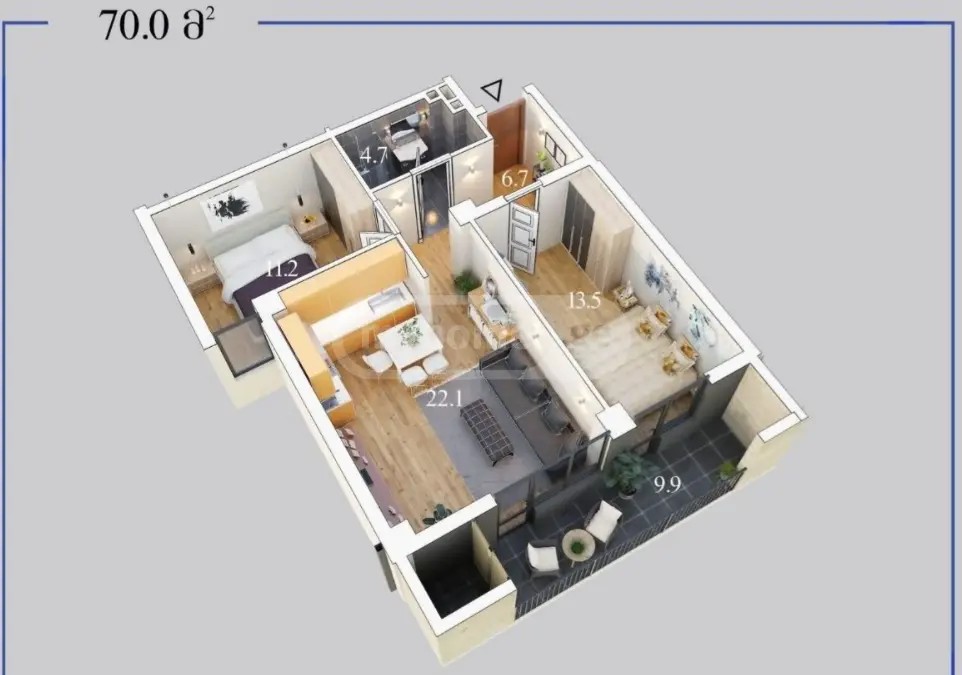 დემეტრე თავდადებულის ქუჩა 10ბ - 3 rooms