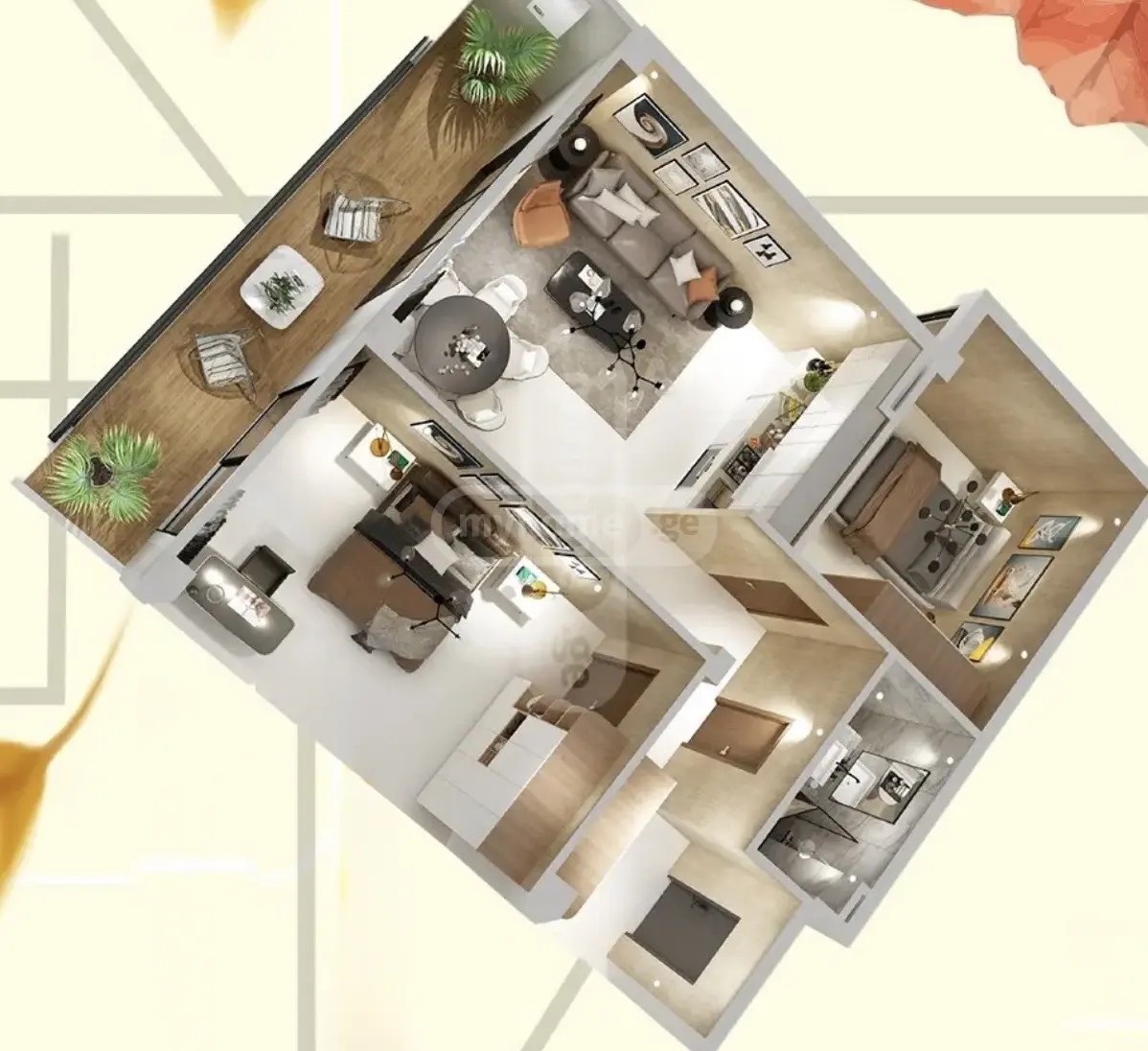 არჩილ მეფის ქ.  - 3 rooms