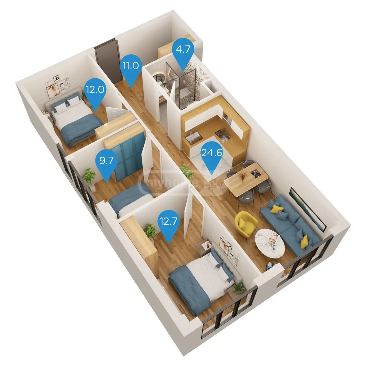 ბ. უოლშის ქ. 26 - 4 rooms