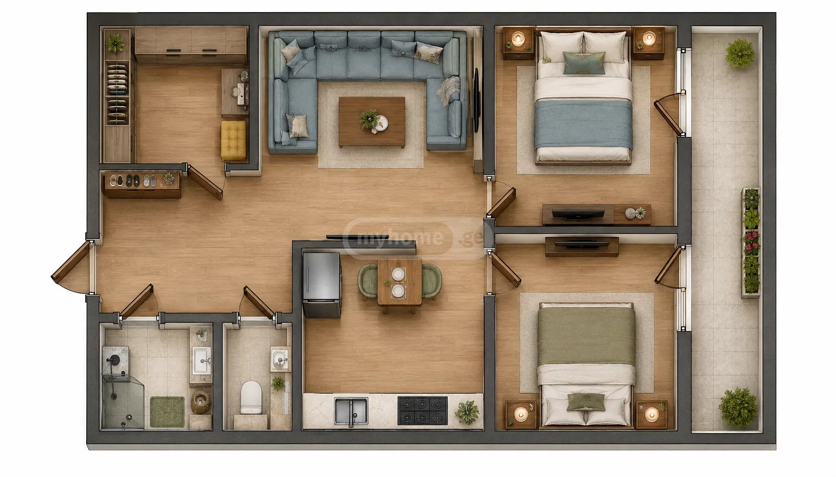 ადლიის ქ. 2 - 3 rooms