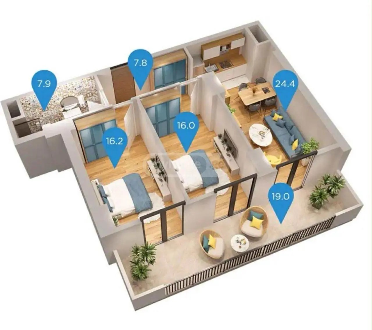 კიკვიძის ქ. 3 - 3 rooms