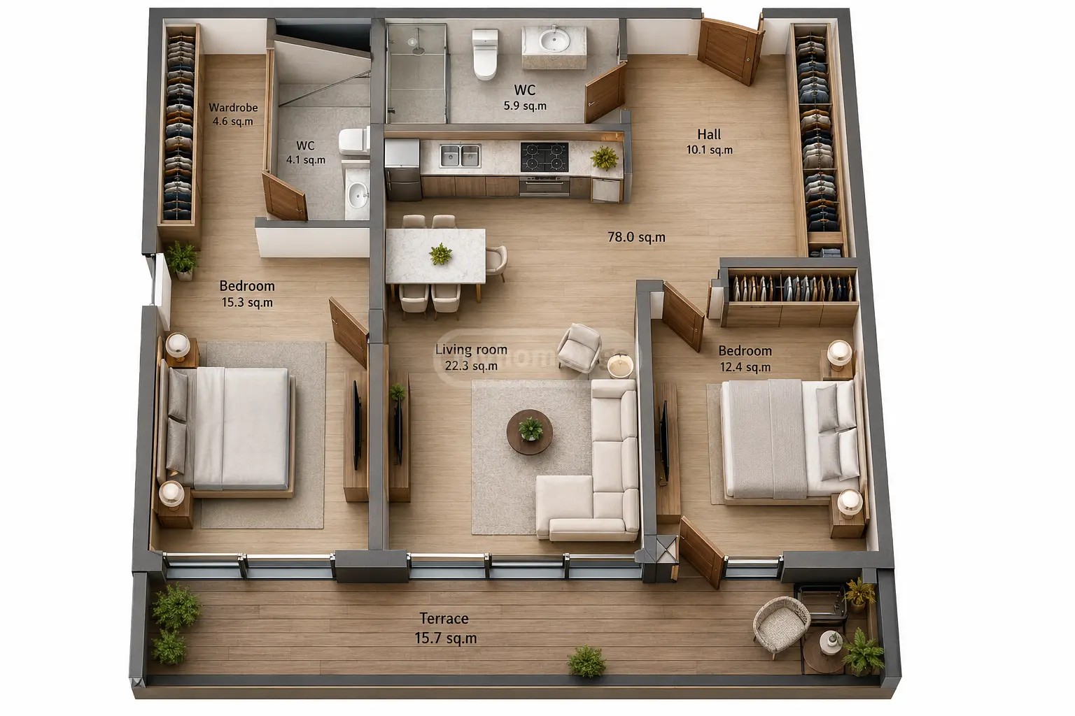 ვოლსკი გრ. ქ. 7 - 3 rooms