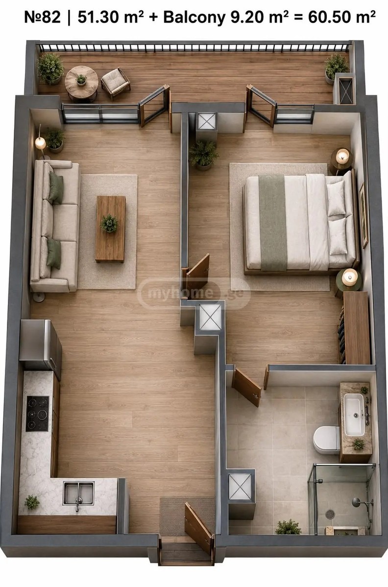არჩილ მეფის ქ.  - 2 rooms