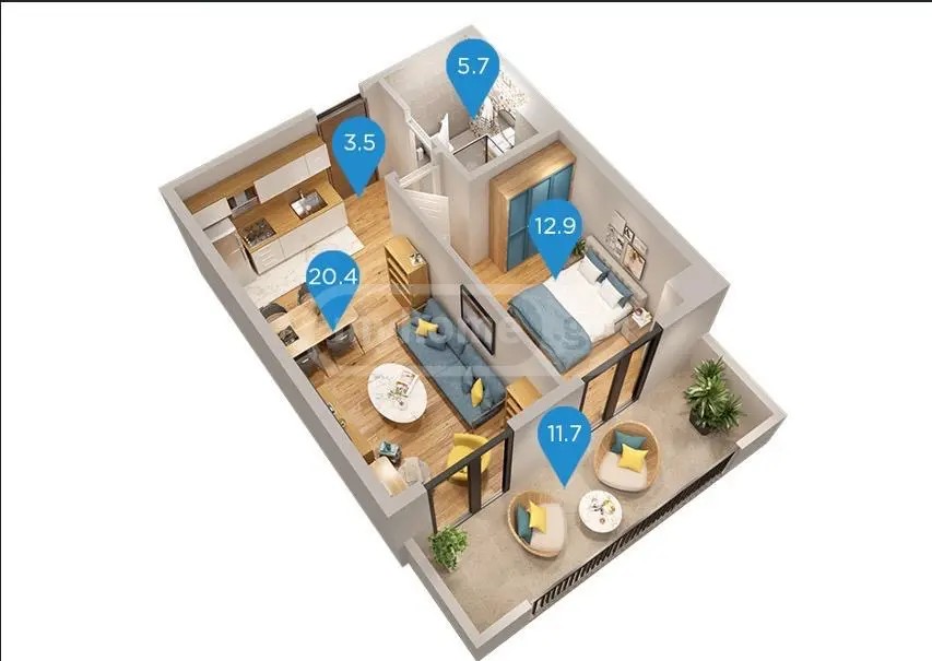 აღმაშენებლის ხეივ. 14 - 2 rooms